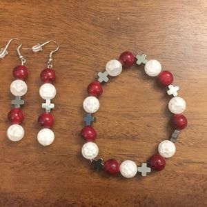 Handmade bracelet and earrings